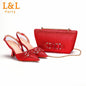 2024 Newest INS Pink Color Elegant High Heels Nigeria Popular Design African Ladies Shoes And Bag Set for Wedding Party