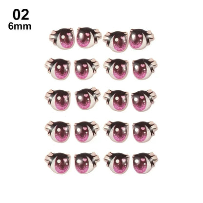 10Pairs Long Eyelashes Cute Love Cartoon Eyes Stickers Anime Figurine Doll Face Organ Paster Clay Decals DIY Doll Accessories