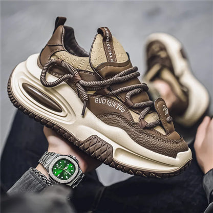 Fashion Platform Sneakers Men British Style Winter Walking Shoes For Men Street Style Chunky Vulcanized Shoes Sneakers Male 2024