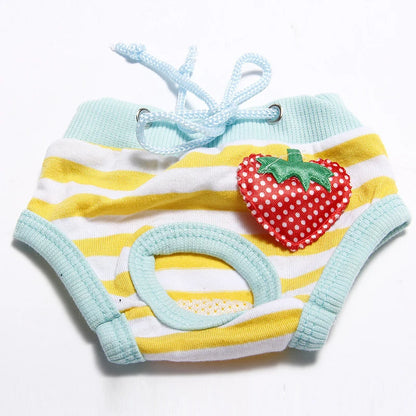 Pet Dog Shorts Sanitary Physiological Pants Cute Fruit Print Diaper Dog Shorts Washable Female Dog Panties Underwear Briefs DC05