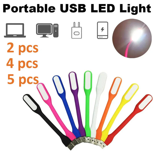 2/4/5 PCS Mini USB LED Light Portable Eye Protection Night Lights Bendable Table Lamps Reading Lamp For Power Bank Laptop