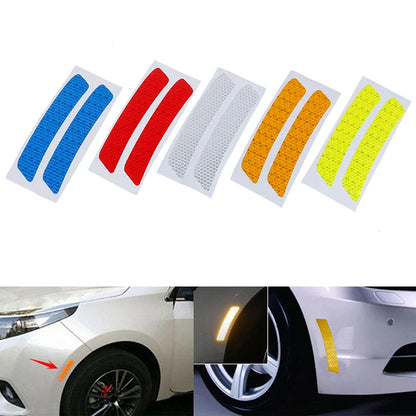 2Pcs/Set Warn Light Reflector Protective Sticker Scratch Paster Car Bumper Reflective Warning Strip Stickers Wheel Rim Eyebrow