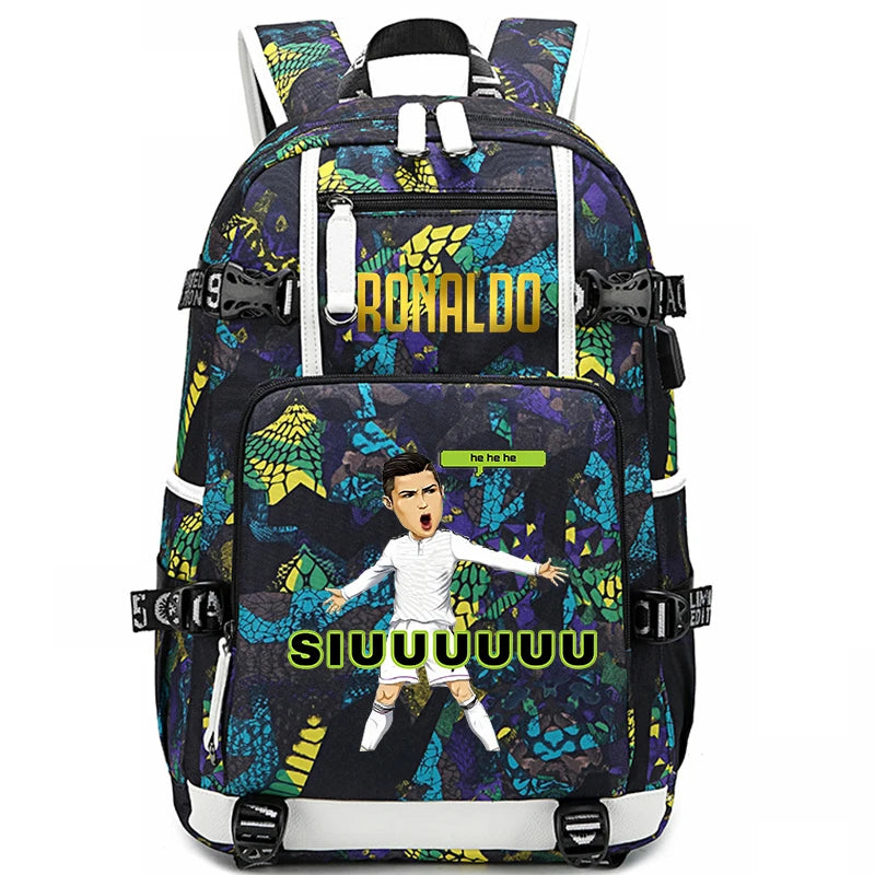 Ronaldo Print Student School Bag Children's Backpack Outdoor Travel Bag