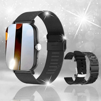 +3pc Square Smart Watch Women Men Smartwatch Touch Dial Calls Music Smartclock For Android IOS Fitness Tracker Sport Smart-watch