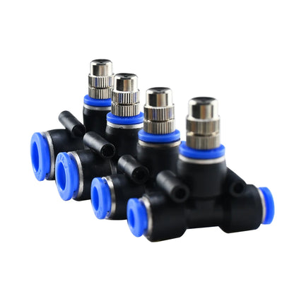 10 Sets Adjustable Copper Misting Nozzle Universal Spray Sprinkler With 8mm Tee Connector for Watering Irrigation Cooling