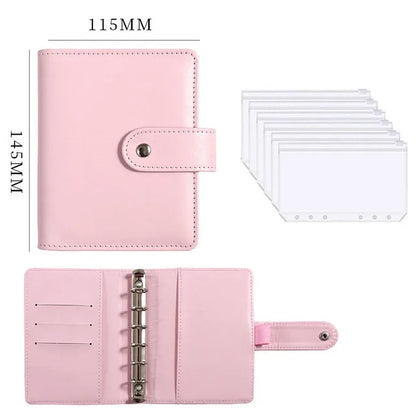 A7 PU Leather Notebook Binder Budget Plan Organizer Binder Cover 6 Binder Pockets And 12 Pcs Expense Budget Sheets Sticker