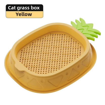 Hydroponic Cat Grass Planter Cat Grass Planter Tray Pineapple Design Plant Germination Tray Wheat Grass Growing Pot Nursery Cat