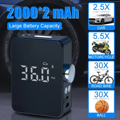 Inflatable Pump Portable Mini Handheld Wireless Charging Digital Display Car Bicycle Tire Electric Pump Air Pump Combination
