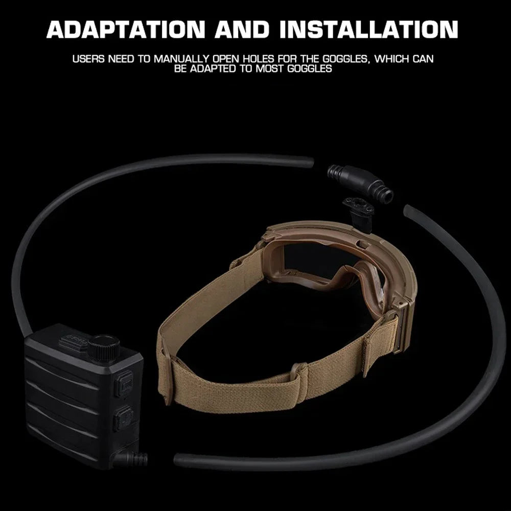 Tactical Goggles Defogging Fan Outdoor Hunting Shooting Airsoft Goggle Anti-fog Kit Hiking Ski Motorcycle Safety Protection Gear
