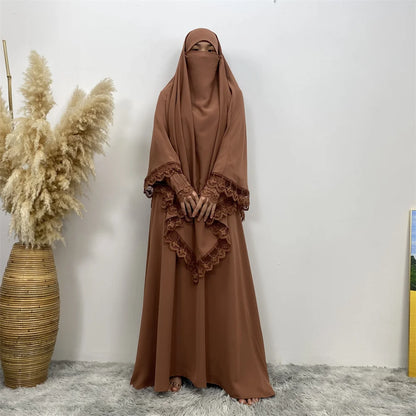 Hijab Dress Kimono Islamic Abayas For Women 2 Sets Muslim Women's clothing Kimono Islamic Scarf Dress Dubai Ramdan Khimar Kaftan