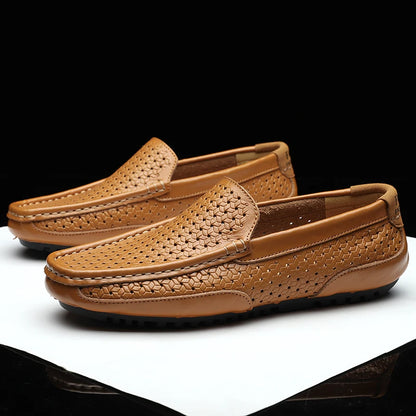 2023 Black Men Shoes Casual Genuine Leather Mens Loafers Moccasins Luxury Brand Italian Breathable Slip on Boat Shoes