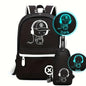 2pc Luminous Student Backpack Set Leisure Shoulder Bag Chest Bag Lightweight Large Capacity Schoolbag Travel Bag with USB Socket