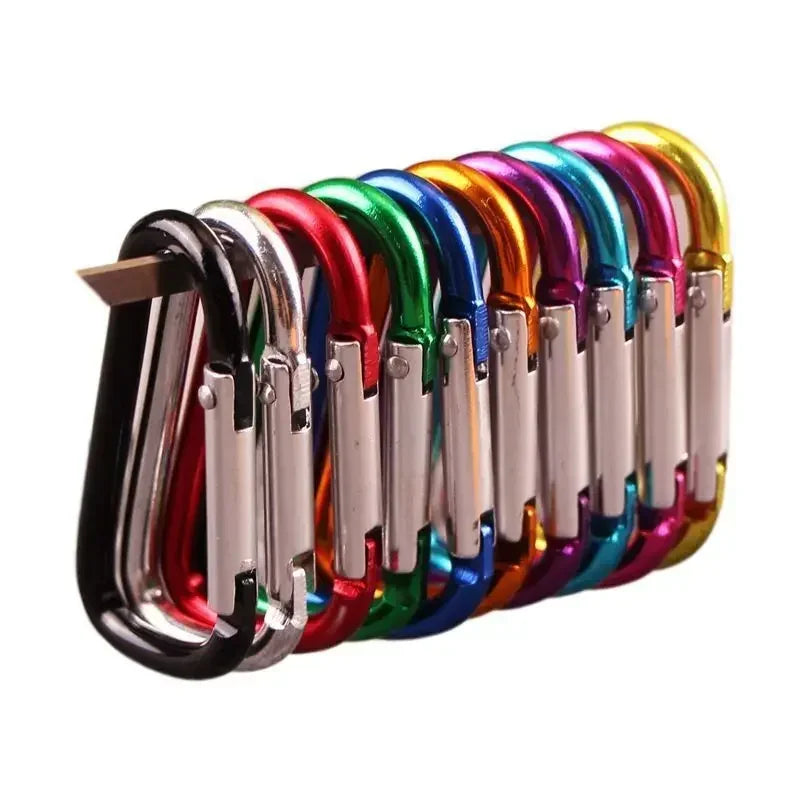 10PCS 5# Carabiner Keychain Alluminum D-ring Buckle Multi Colors Carabiner Snap Hook Clip Keychains Camping Backpack Buckle