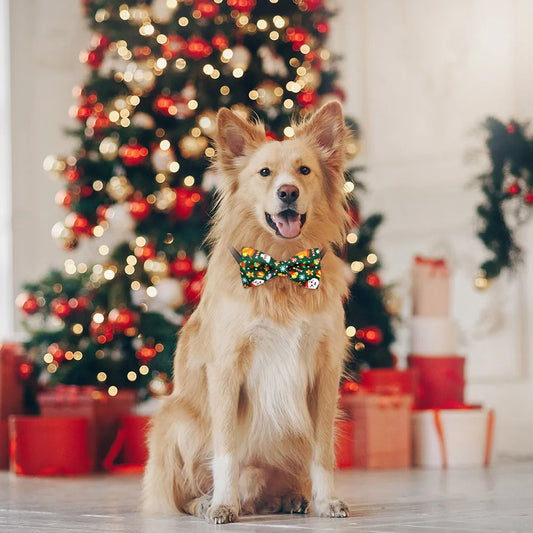 2024 New 50PCS Christmas Dog Bows Removable Dog Bowties Collar Pet Dog Christmas Bow Tie For Dogs Pets Christmas Accessories