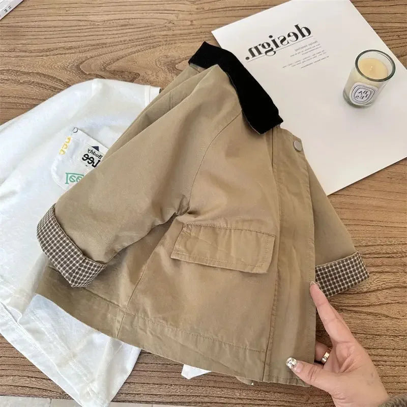 Kids Windbreaker New 2025 Spring Autumn Fashion Korean Casual Baggy Simple Style