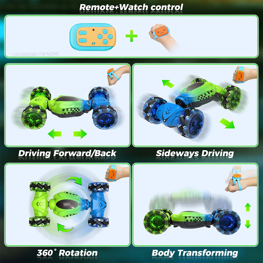 Remote Control Car Toy for Boys and Girls Gesture Sensing RC Stunt Car 4WD Transform Drift RC Cars with Lights Birthday Gift Kid