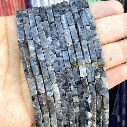 4x13mm Square Natural Stone Light Lavender Chalcedony Loose Spacer Beads for Jewelry Making Diy Bracelet Charms Accessories
