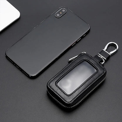 2024 Universal Car Key Protector Bag Leather Key Cover Transparent Visible Keychain Case for Car Remote Mini Keys Bags