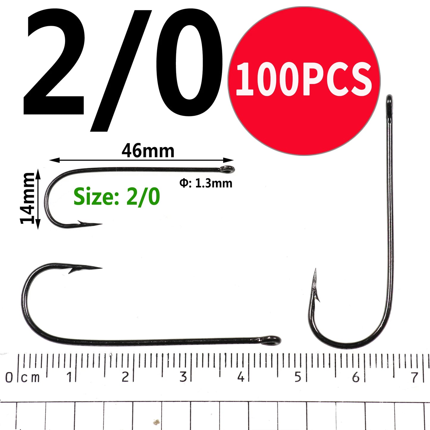 Wifreo 100PCS Aberdeen Long Shank Fish Hook Saltwater Fresh Water Fishing Hooks Sabiki Rig Streamer Fly Hook Size 16 to  2/0 3/0