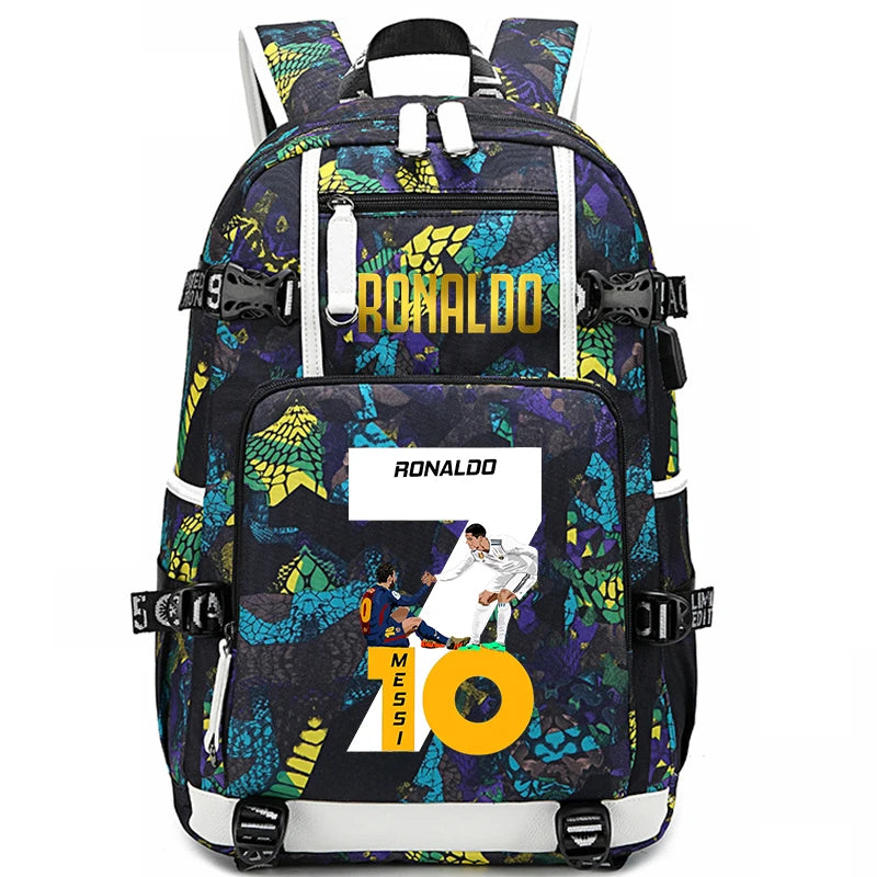 Ronaldo Print Student School Bag Children's Backpack Outdoor Travel Bag