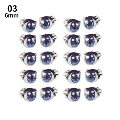 10Pairs Long Eyelashes Cute Love Cartoon Eyes Stickers Anime Figurine Doll Face Organ Paster Clay Decals DIY Doll Accessories