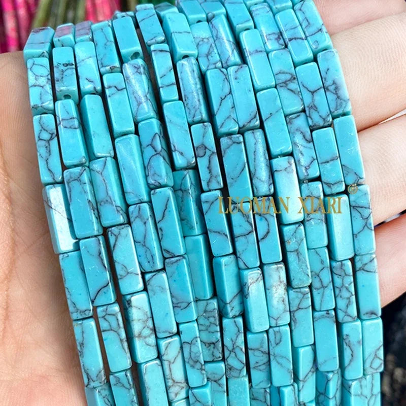 4x13mm Square Natural Stone Light Lavender Chalcedony Loose Spacer Beads for Jewelry Making Diy Bracelet Charms Accessories