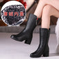 GKTINOO Women Mid-Calf Boots Winter Warm Side Zipper High Heel Booties Genuine Leather Platform Mother Shoes Female Footwear
