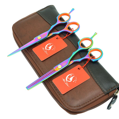 Meisha 5.5 inch Rainbow Hair Cutting Thinning Scissors Set Japanese Steel Hairdressing Shears Barber Salon Haircut Tools A0026A