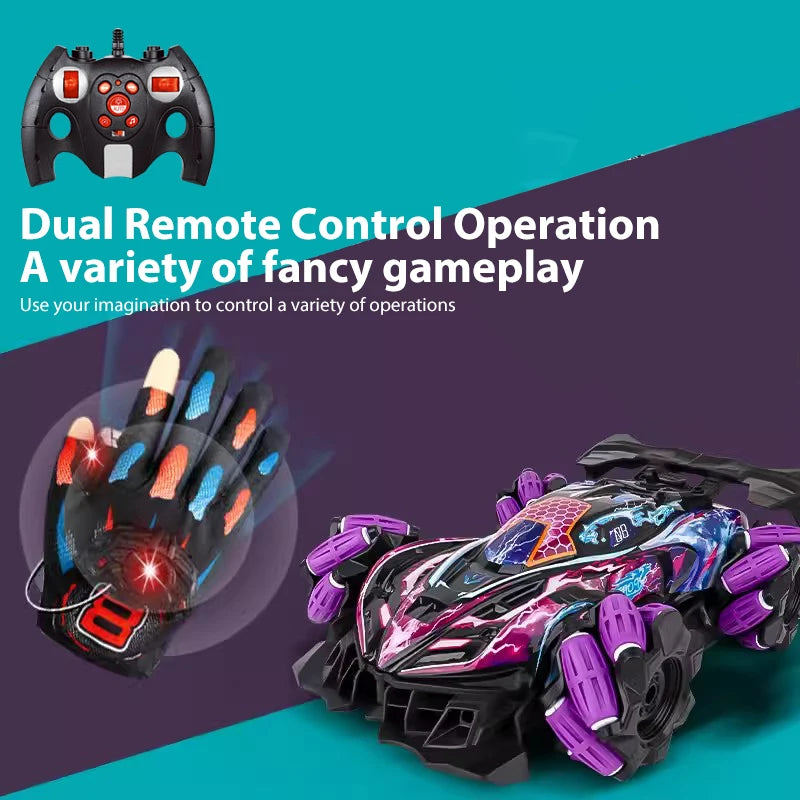WLtoys F1 Drift RC Car With Led Lights Music 2.4G Glove Gesture Radio Remote Control Spray Stunt Car 4WD Electric Children Toys