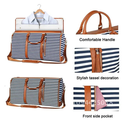 1pc Foldable PU Travel Convenient Carry-on Clothing Bag Women's Bag Bag Leather Business Duffel Women's Large Travel
