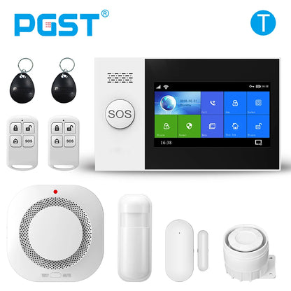 PGST PG-107 Tuya Wireless Home WIFI GSM Home Security With Motion Detector Sensor Burglar Alarm System APP Control Support Alexa