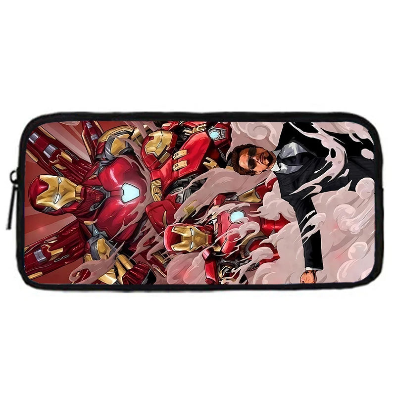 Cartoon Man M-Marvels Iron 3 pcs set Child School Backpack with Lunch Bags ,Pencil Bags School Bags for Boys Girls Best Gift