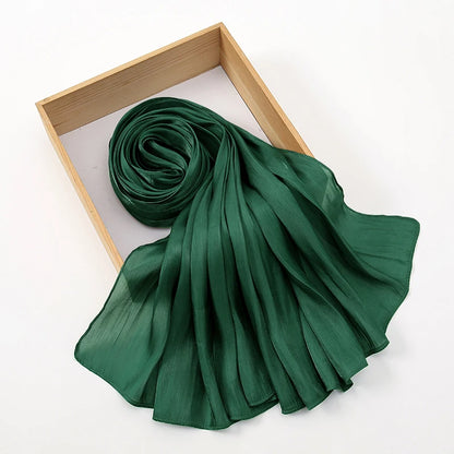 New Premium Silk Crinkle Hijab Scarf Women Shawls Plain Muslim Women Hijabs Breathab Islam Women Turban Pleated Scarf Ramadan
