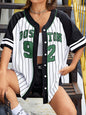 Boston Number 92 Baseball Tshirt Women Fashion Trend Button Baseball Jersey Streetwear SportTshirt Oversized Casual Training Tee