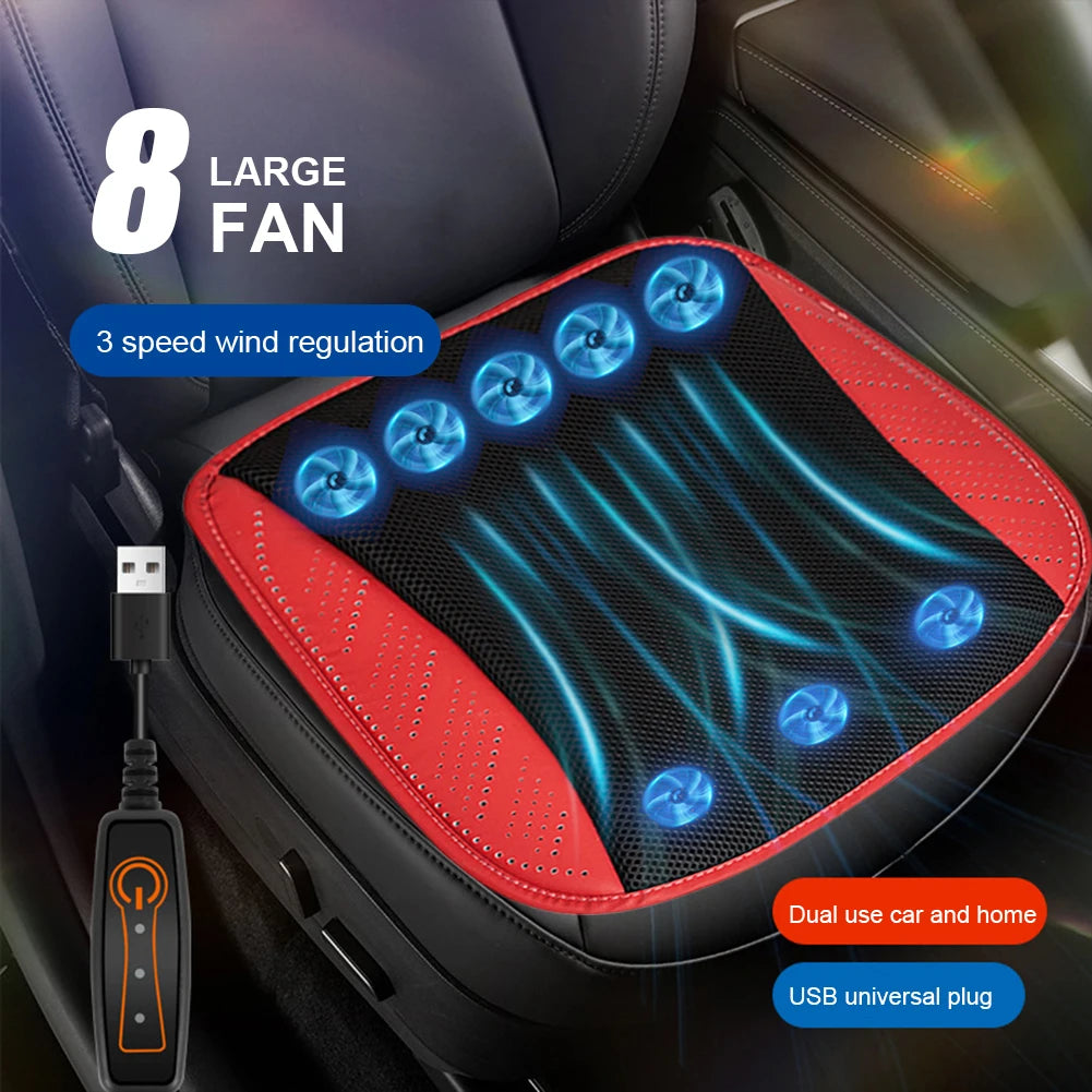 Universal Car Seat Summer Cool Air Seat Cushion With USB Fan Fast Blowing Ventilation Seat Cooling Refrigerated Car Seat