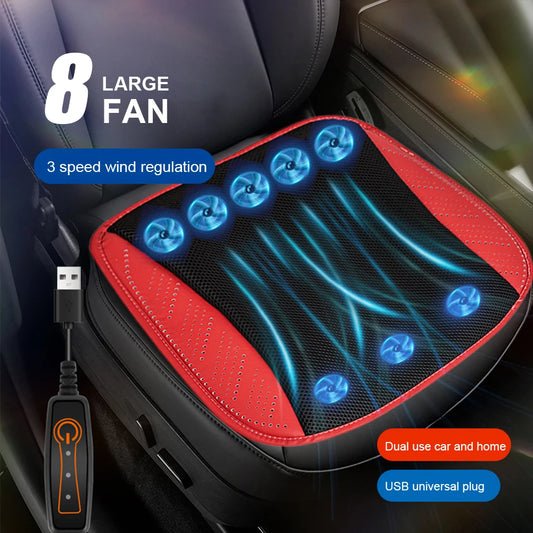 Universal Car Seat Summer Cool Air Seat Cushion With USB Fan Fast Blowing Ventilation Seat Cooling Refrigerated Car Seat