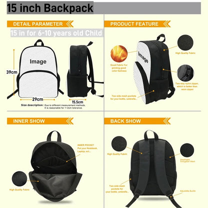 3Pcs Set LankyBox School Backpacks with Lunch Bag Pencil Case,Cartoon Large Capacity School Bags for Grade 1-4,Mochila for Pupil