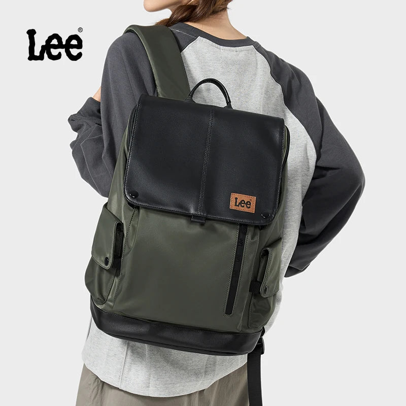 LEE New Korea Style Flip Leather Backpack Women Men Large Capacity Business Commuter Travel Rucksack Buy Laptop School Book Bag