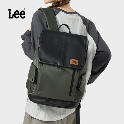 LEE New Korea Style Flip Leather Backpack Women Men Large Capacity Business Commuter Travel Rucksack Buy Laptop School Book Bag