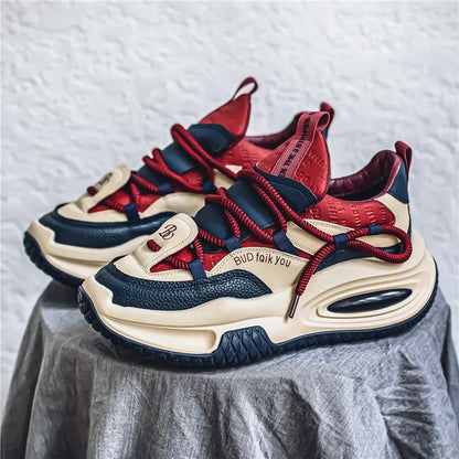 Fashion Platform Sneakers Men British Style Winter Walking Shoes For Men Street Style Chunky Vulcanized Shoes Sneakers Male 2024