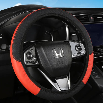 Car Steering Wheel Cover Breathable Anti Slip PU Leather Steering Covers Suitable 37-38cm Auto Decoration Car Accessories