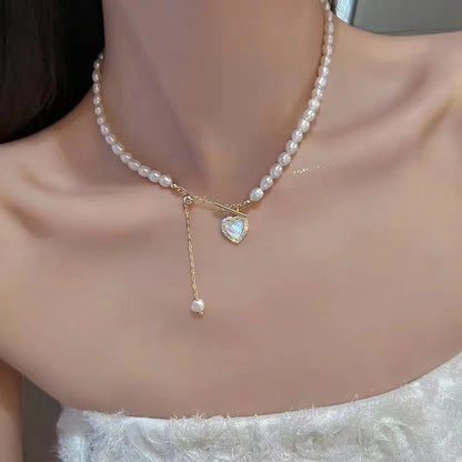 2023 New Fashion Trend Light Luxury Elegant Delicate Pearl Double Layer Heart Necklace Ladies High Jewelry Party Gifts Wholesale