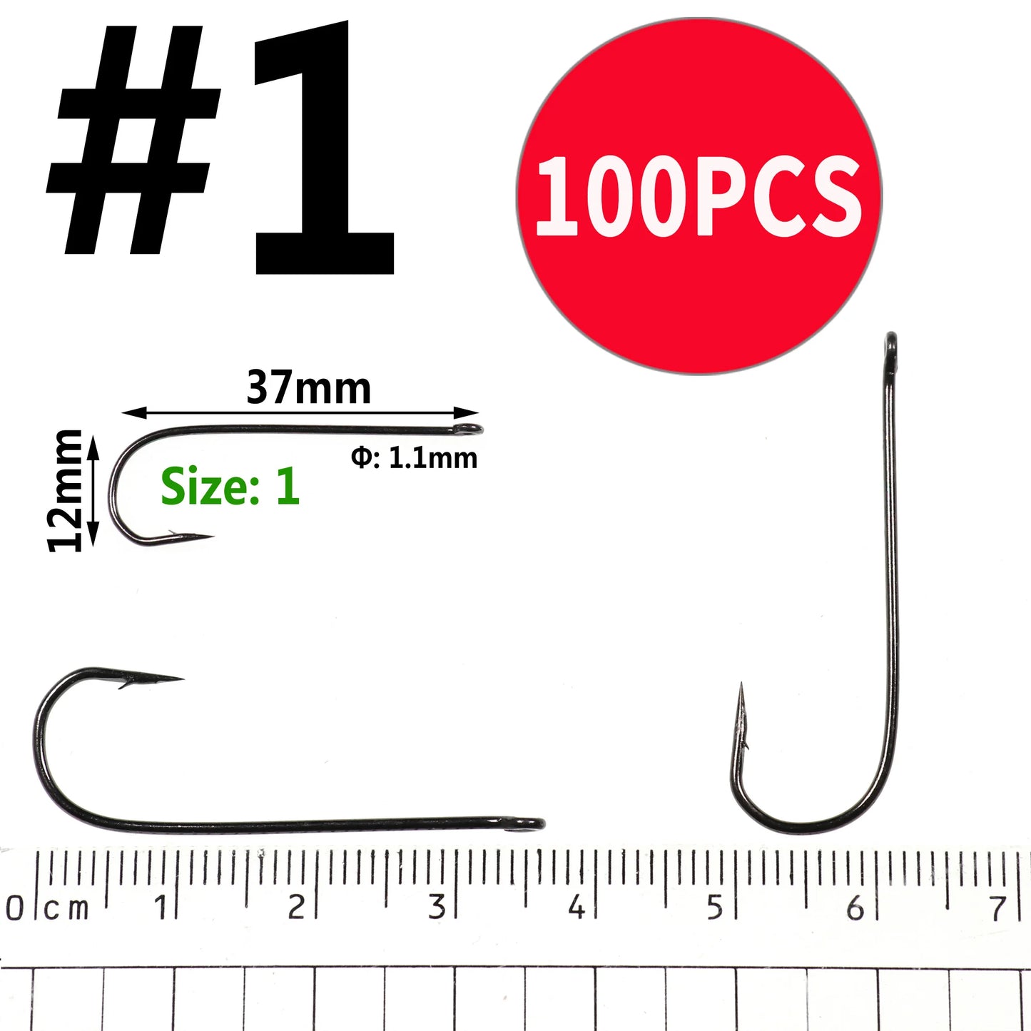 Wifreo 100PCS Aberdeen Long Shank Fish Hook Saltwater Fresh Water Fishing Hooks Sabiki Rig Streamer Fly Hook Size 16 to  2/0 3/0