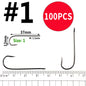 Wifreo 100PCS Aberdeen Long Shank Fish Hook Saltwater Fresh Water Fishing Hooks Sabiki Rig Streamer Fly Hook Size 16 to  2/0 3/0