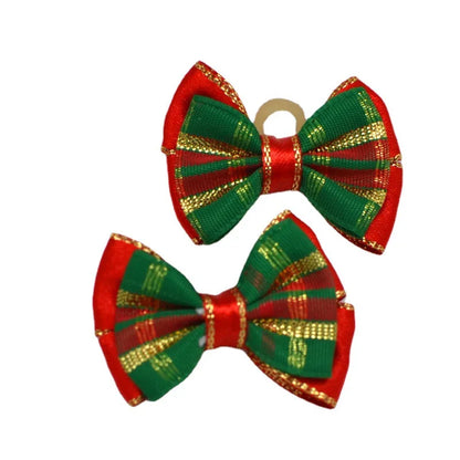 50pcs Christmas Dog Bowknot Cat Hair Bows with Rubber Band Santa Claus Decoration Small Dog Pet Accessories