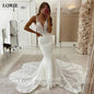 LORIE Lace Mermaid Wedding Dresses Spaghetti Strap Soft Tulle Bridal Gowns Sleeveless Vintage Country Wedding Gown Customized