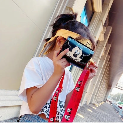Disney Mickey Children's Bag Minnie New Shoulder Bag Cute Cartoon Crossbody Bag Trendy Mini Square Bag Fashion Coin Purse