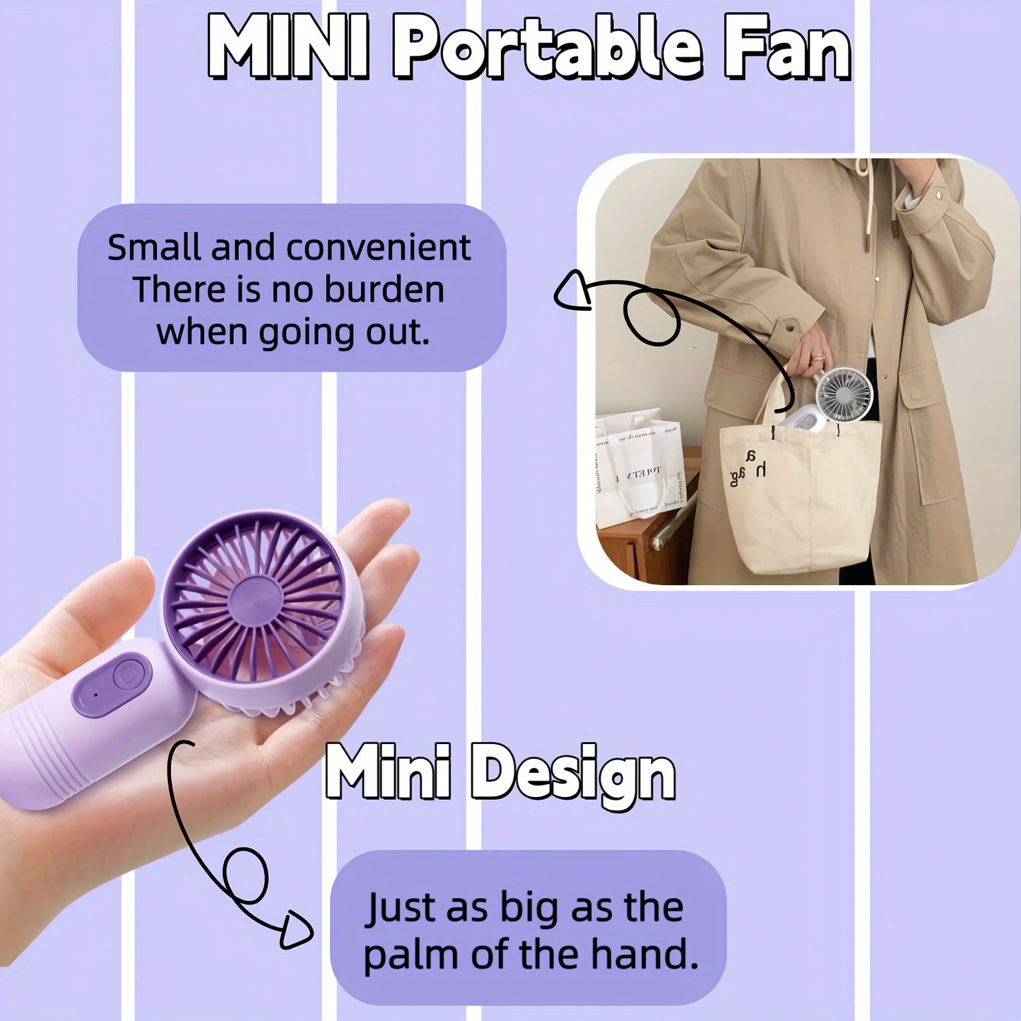 USB Mini Rechargeable Portable Fan with 3 Speeds, Handheld Fan for Gift Choice, Perfect For Office, Outdoor, Travel, Camping
