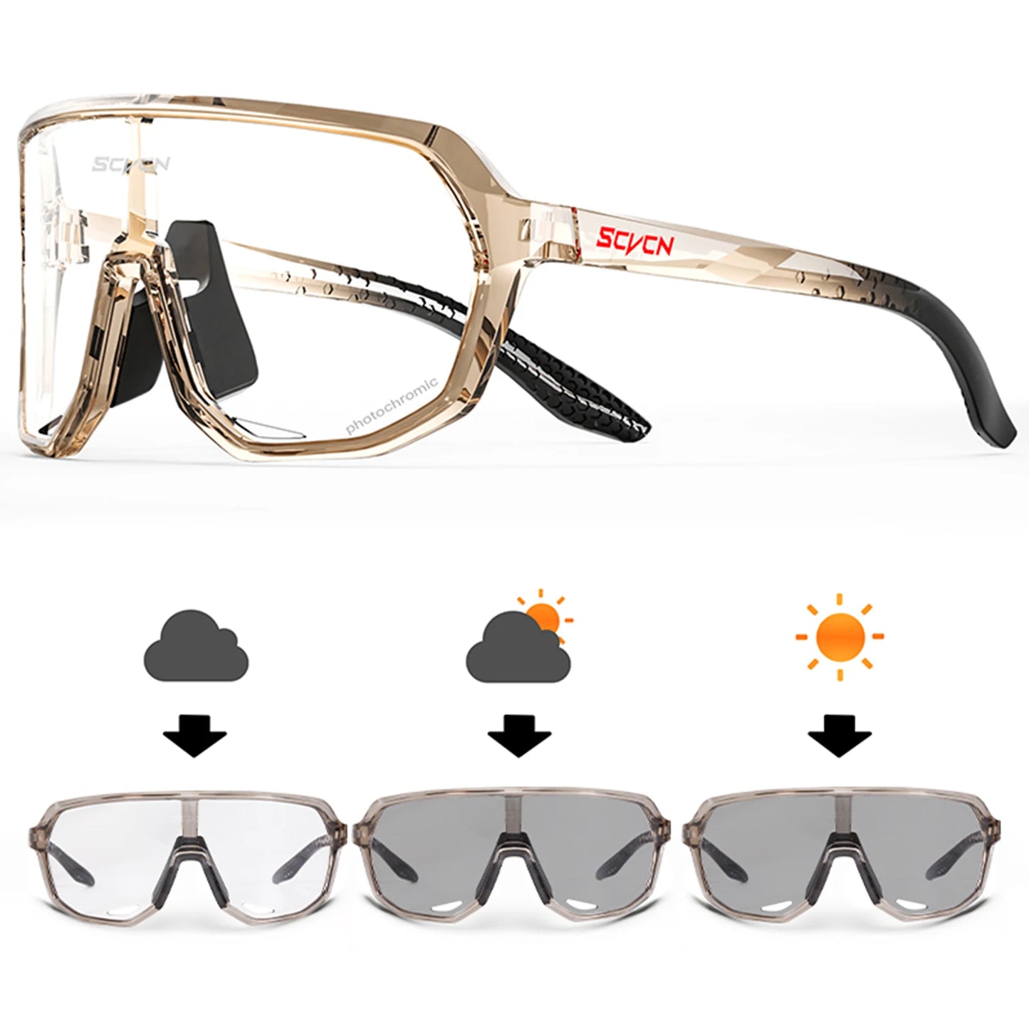 SCVCN Cycling Glasses Photochromic Cycling Sunglasses UV400 Bicycle Eyewear Sports MTB Outdoor Bike Goggles Sunglasses Eyepieces