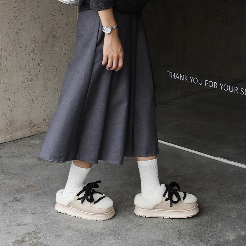 2024 Fashion Women's Winter Warm Snow Boots Toe Wrap Warm Cotton Slippers 5cm Padded Thickened Platform Ankle Boots Botas Mujer